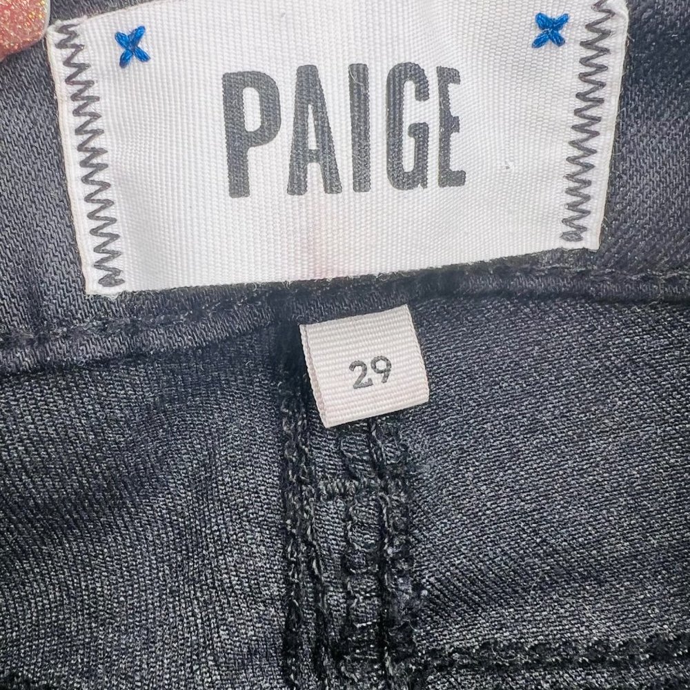 Paige Women Verdugo Ultra Skinny Jeans Black Silk Wax Coating Size 29 Mid Rise - Picture 3 of 8
